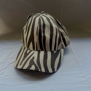 white and brown zebra print baseball hat